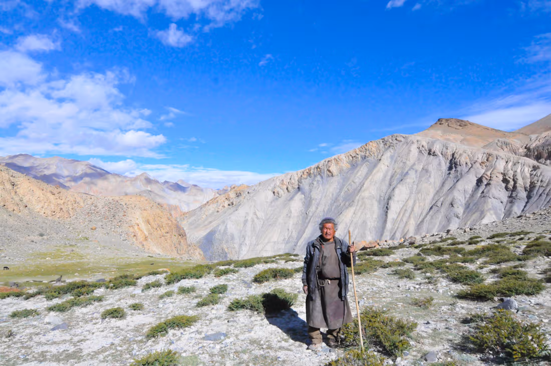 Authentic Tibetan Shepherd living at 4,500m near Nimaling, Ladakh