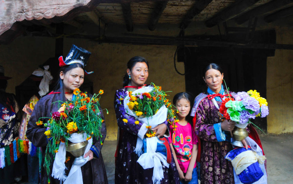 Tibetan culture of Ladakh is very strong and women dress in traditional dress