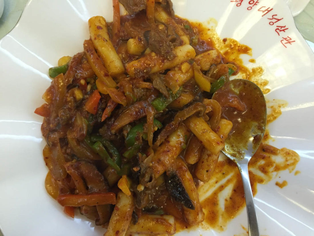 Rice cake in a Korean restaurant where Koreans eat