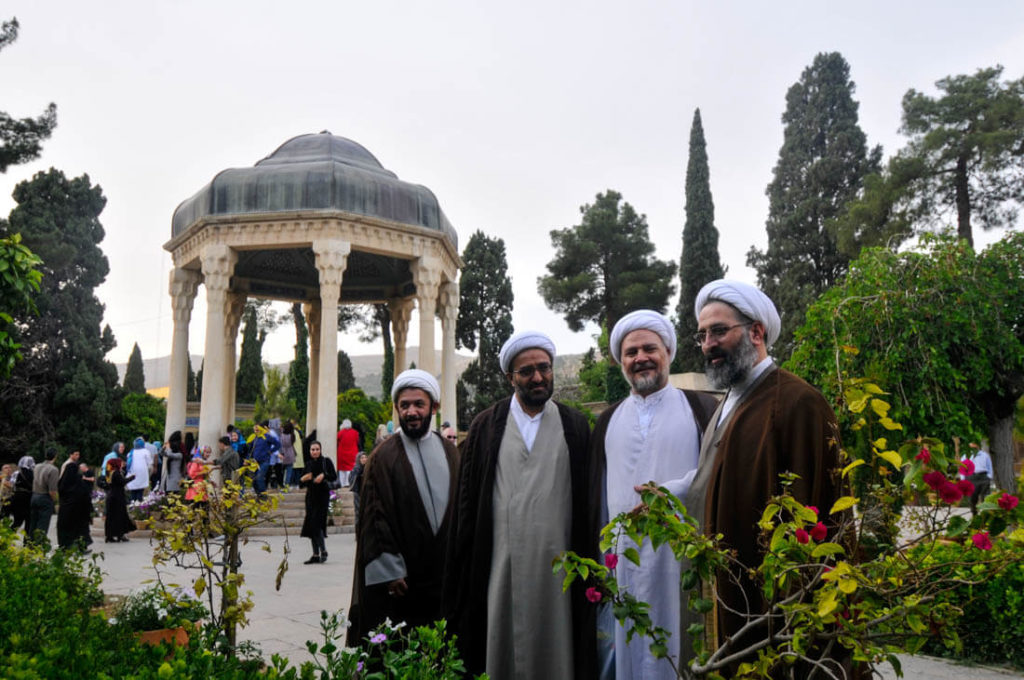 Clearics posing for a picture at the tomb of Hafez