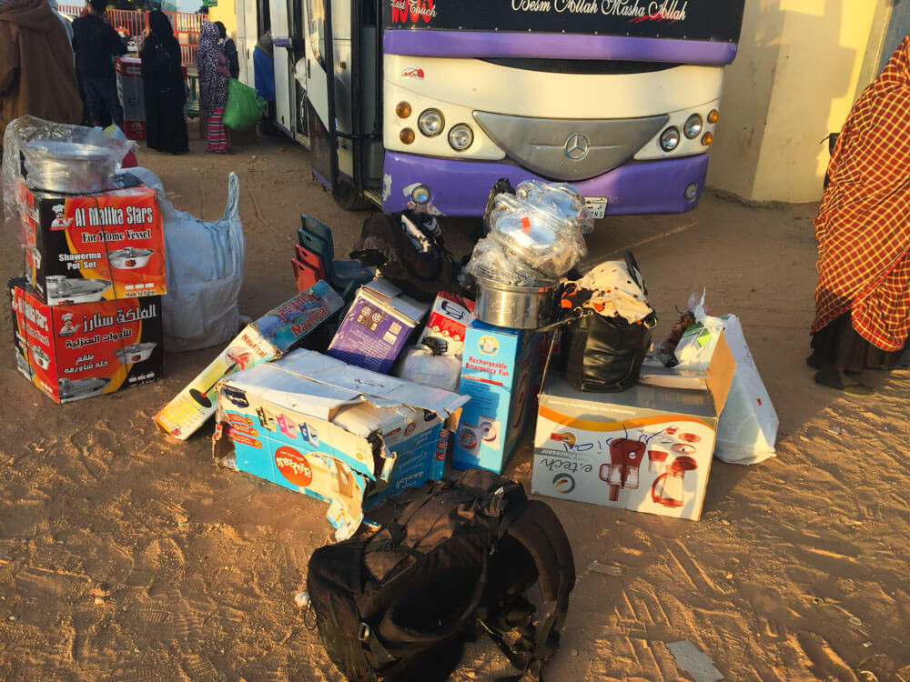 Baggage in the bus from Egypt to Sudan