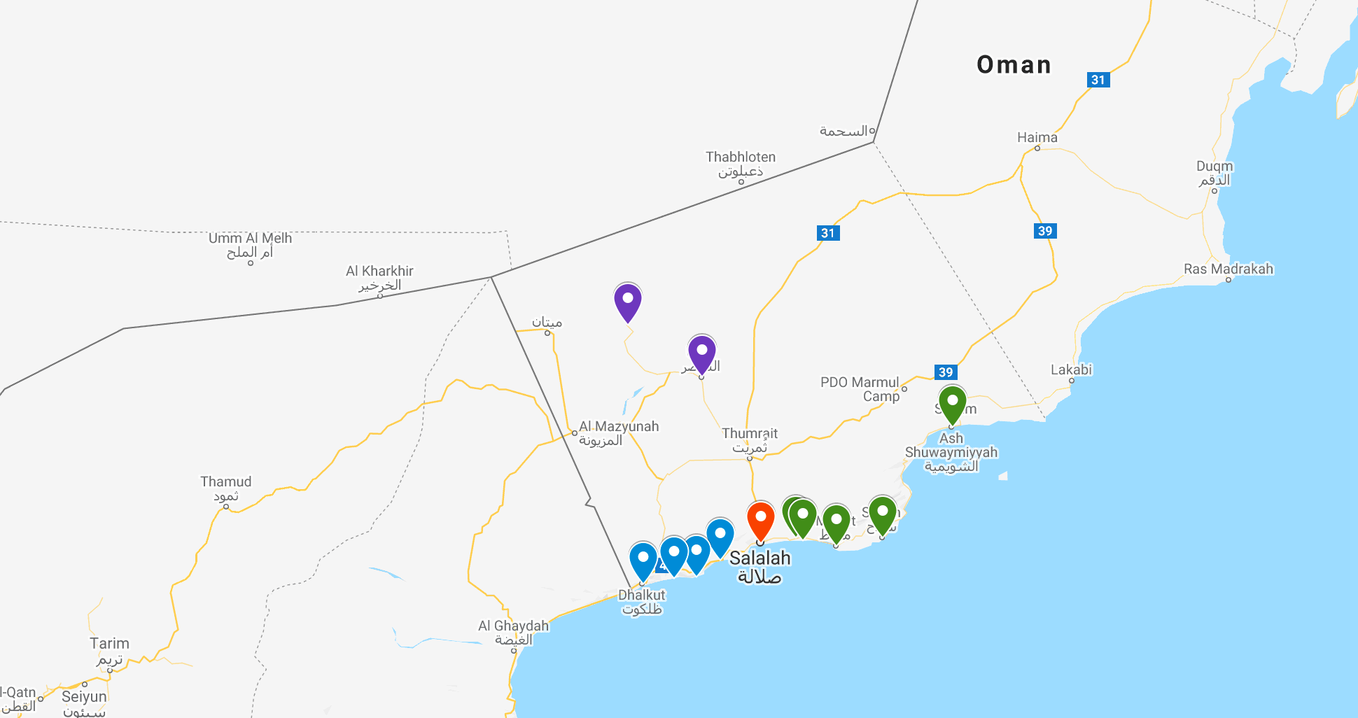 salalah tour map