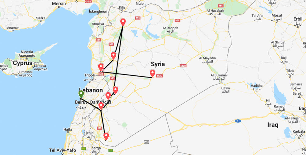 mapa turístico Siria