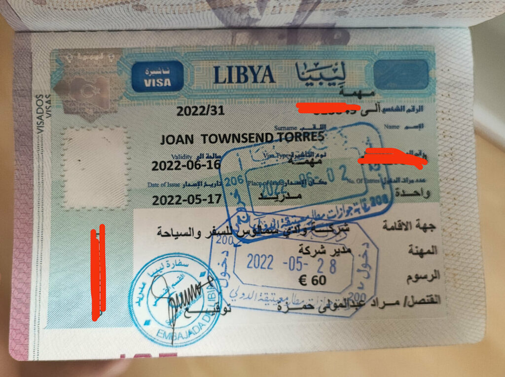 visado para Libia