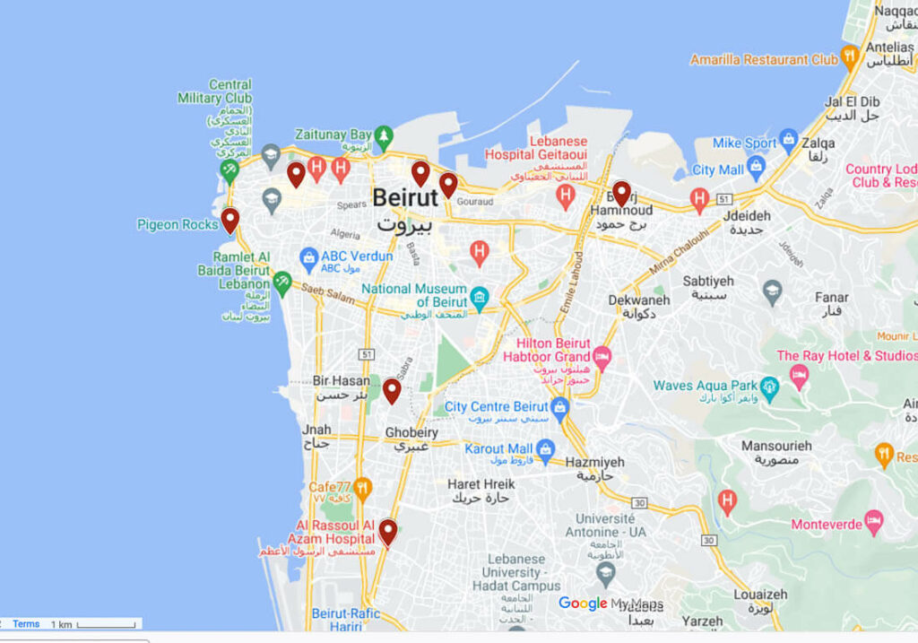 beirut tourist map