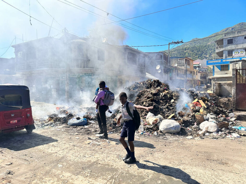 Burning trash Haiti