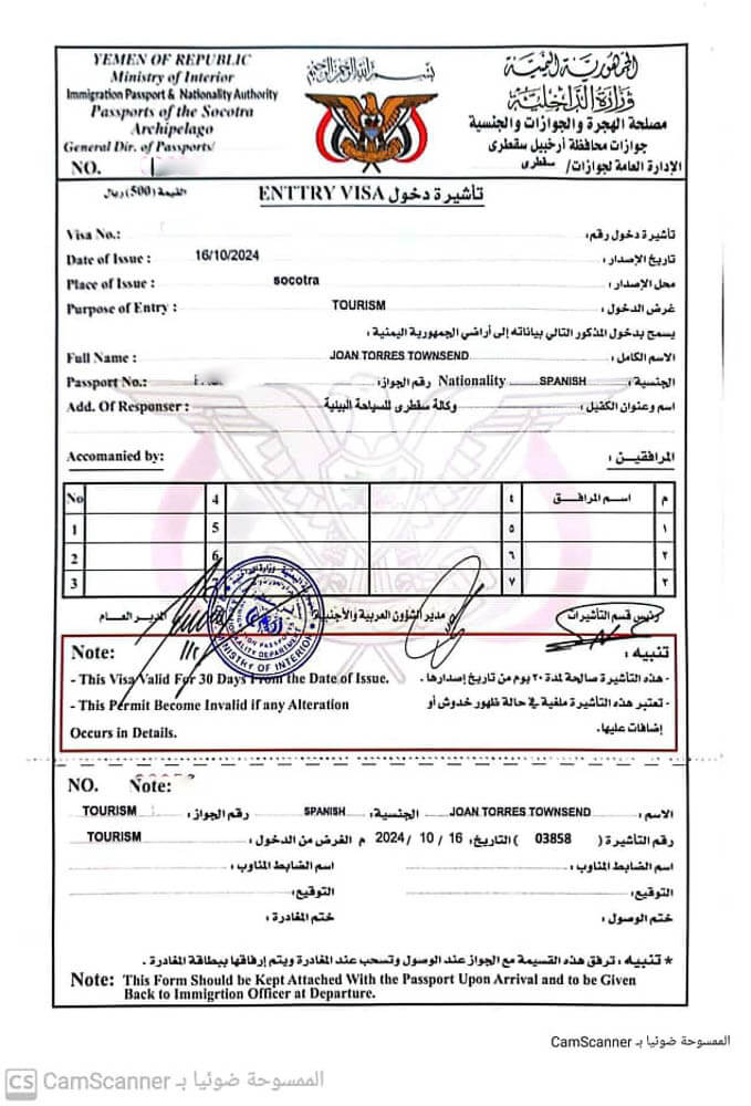 visa for Socotra