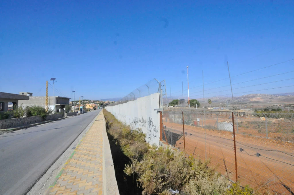 On the left, Lebanon, on the right Israel